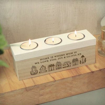 (image for) Personalised HOME Triple Tea Light Box