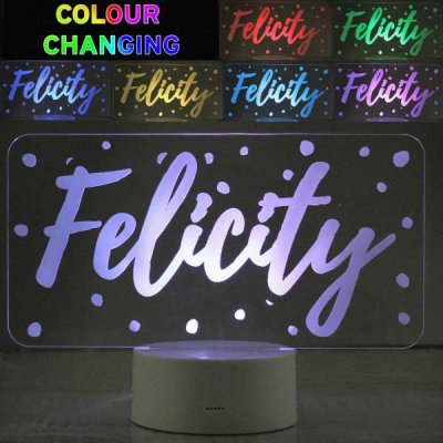 (image for) Personalised Polka-dot Name only LED Colour Changing Night Light