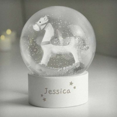 (image for) Personalised Name Only Rocking Horse Glitter Snow Globe