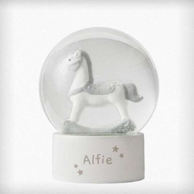 (image for) Personalised Name Only Rocking Horse Glitter Snow Globe