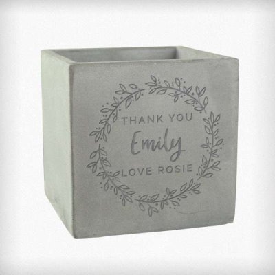 (image for) Personalised Floral Wreath Concrete Plant Pot