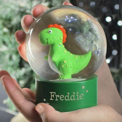 (image for) Personalised Name Only Dinosaur Glitter Snow Globe