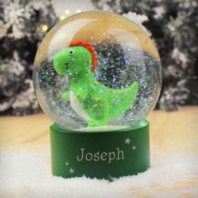 (image for) Personalised Name Only Dinosaur Glitter Snow Globe