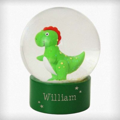 (image for) Personalised Name Only Dinosaur Glitter Snow Globe