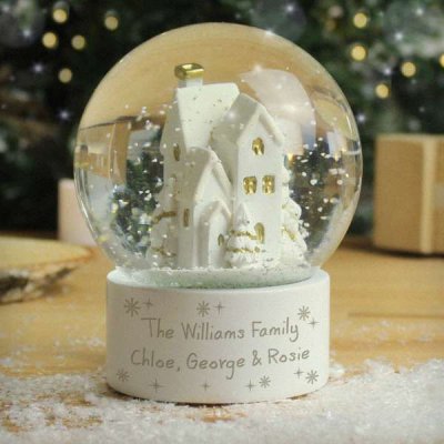 (image for) Personalised Message Village Glitter Snow Globe