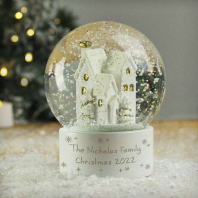 (image for) Personalised Message Village Glitter Snow Globe