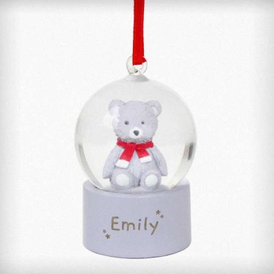 (image for) Personalised Name Only Teddy Bear Glitter Snow Globe Tree Decoration