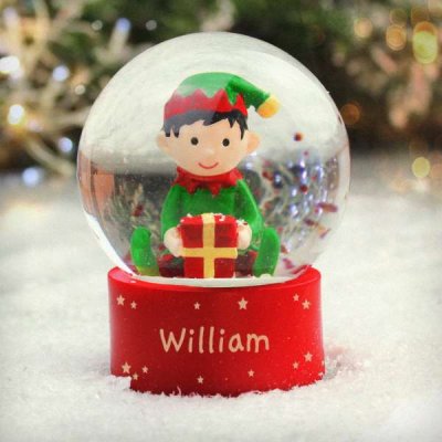 (image for) Personalised Name Only Elf Glitter Snow Globe