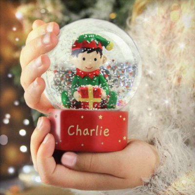 (image for) Personalised Name Only Elf Glitter Snow Globe