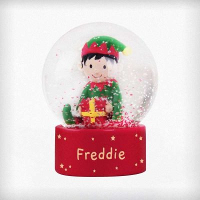 (image for) Personalised Name Only Elf Glitter Snow Globe