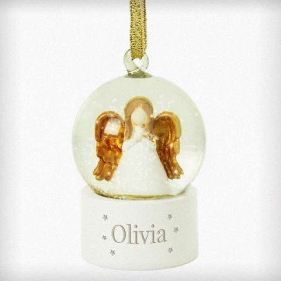 (image for) Personalised Name Only Angel Glitter Snow Globe Tree Decoration