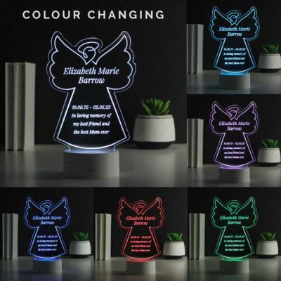 (image for) Personalised Free Text Angel Memorial Colour Changing LED Light