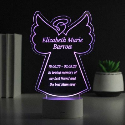 (image for) Personalised Free Text Angel Memorial Colour Changing LED Light