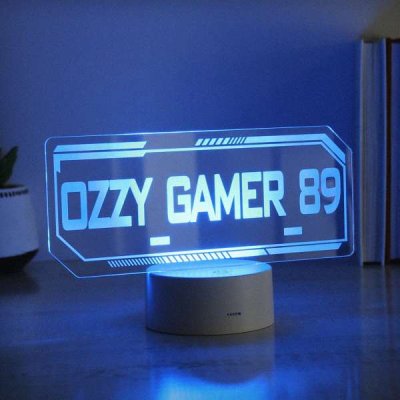 (image for) Personalised Gamer Tag LED Colour Changing Night Light