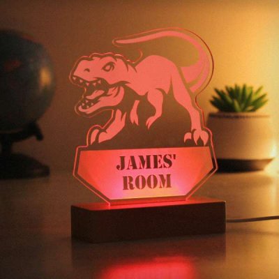 (image for) Personalised Dinosaur Wooden Based LED Light