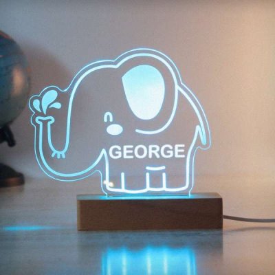 (image for) Personalised Elephant Wooden Based LED Light