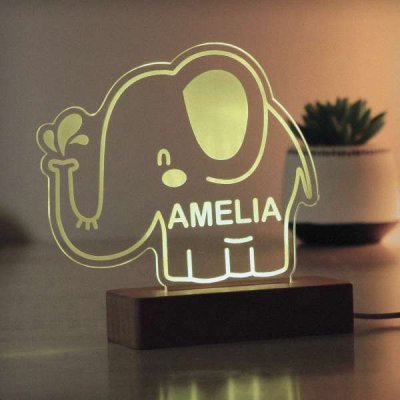 (image for) Personalised Elephant Wooden Based LED Light