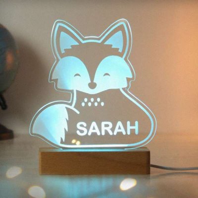 (image for) Personalised Fox Wooden Based LED Light