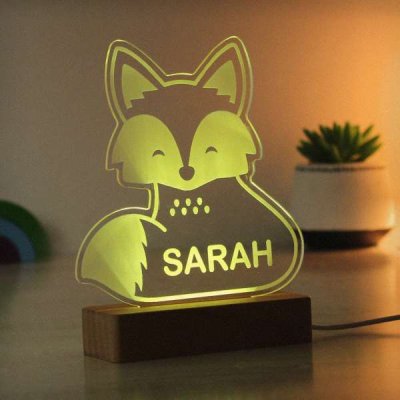 (image for) Personalised Fox Wooden Based LED Light