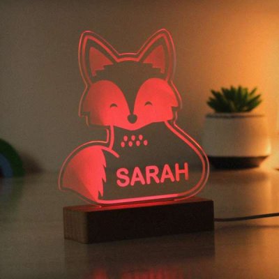 (image for) Personalised Fox Wooden Based LED Light