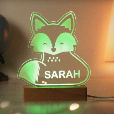 (image for) Personalised Fox Wooden Based LED Light