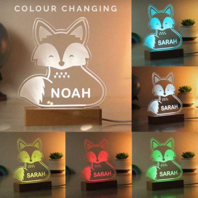 (image for) Personalised Fox Wooden Based LED Light