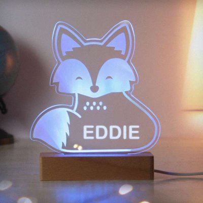 (image for) Personalised Fox Wooden Based LED Light