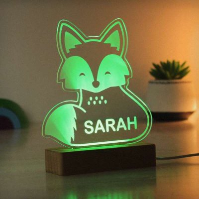 (image for) Personalised Fox Wooden Based LED Light