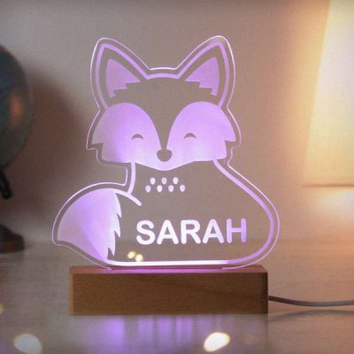 (image for) Personalised Fox Wooden Based LED Light