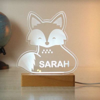 (image for) Personalised Fox Wooden Based LED Light