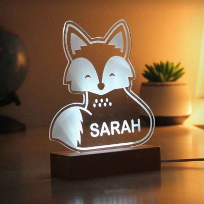 (image for) Personalised Fox Wooden Based LED Light