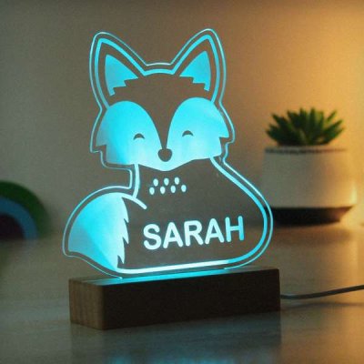 (image for) Personalised Fox Wooden Based LED Light