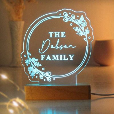 (image for) Personalised Floral Wooden Based LED Light