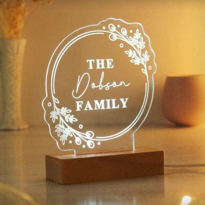 (image for) Personalised Floral Wooden Based LED Light