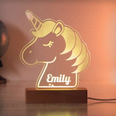 (image for) Personalised Unicorn Wooden Based LED Light