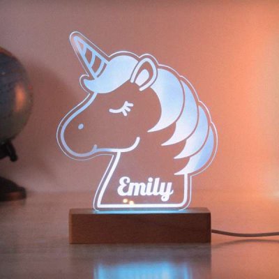 (image for) Personalised Unicorn Wooden Based LED Light