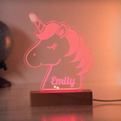 (image for) Personalised Unicorn Wooden Based LED Light