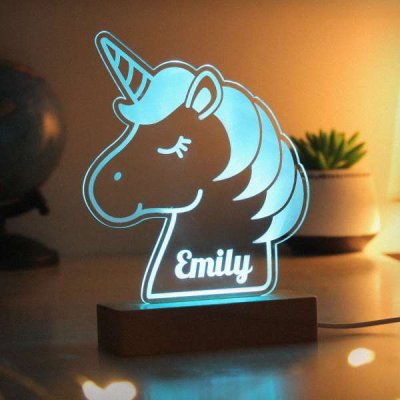 (image for) Personalised Unicorn Wooden Based LED Light