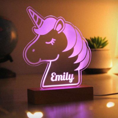 (image for) Personalised Unicorn Wooden Based LED Light