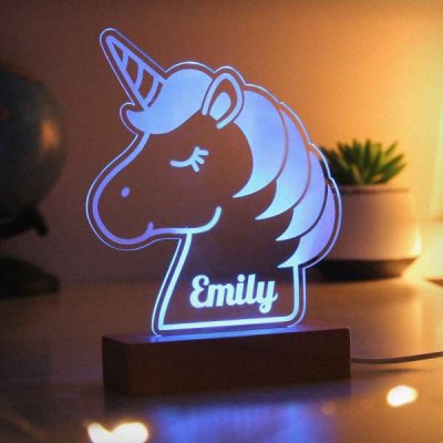 (image for) Personalised Unicorn Wooden Based LED Light