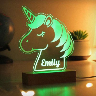 (image for) Personalised Unicorn Wooden Based LED Light