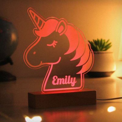 (image for) Personalised Unicorn Wooden Based LED Light