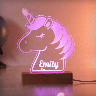 (image for) Personalised Unicorn Wooden Based LED Light