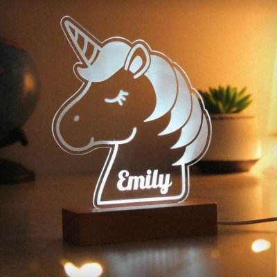 (image for) Personalised Unicorn Wooden Based LED Light