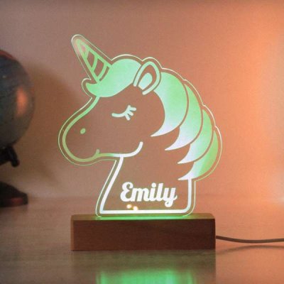 (image for) Personalised Unicorn Wooden Based LED Light