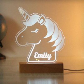 (image for) Personalised Unicorn Wooden Based LED Light