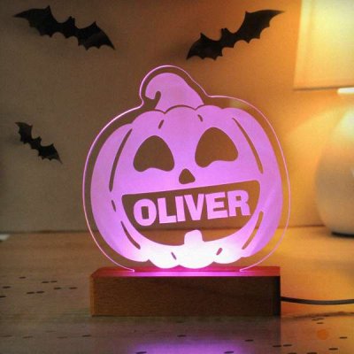 (image for) Personalised Pumpkin Wooden LED Light