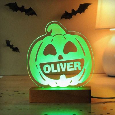 (image for) Personalised Pumpkin Wooden LED Light