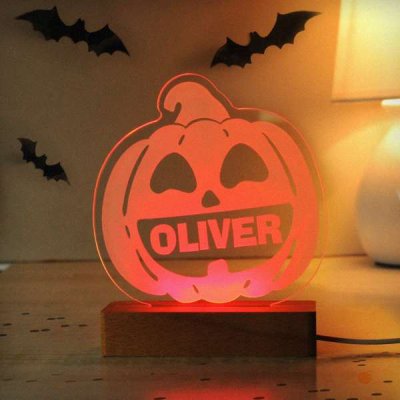 (image for) Personalised Pumpkin Wooden LED Light