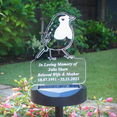 (image for) Personalised Robin Memorial Outdoor Solar Light